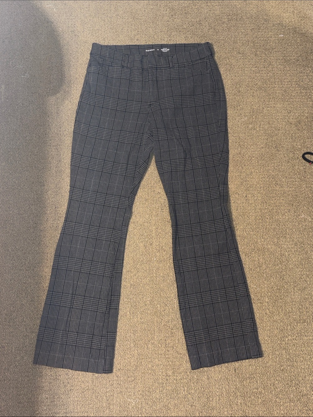Old Navy Black & Gray Plaid Pants